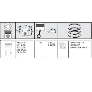 PISTON AND RINGS 8 CYLINDER SET - Image 2