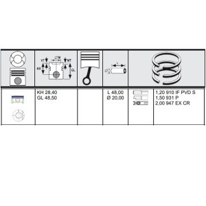 PISTON AND RINGS 4 CYLINDER SET - Image 2